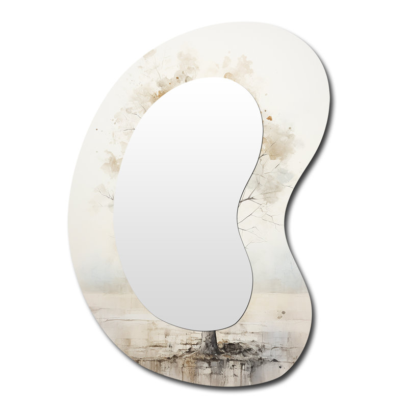 Miroir mural asymétrique beige, 39 po x 28 po