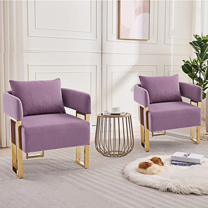 Ensemble de 2 fauteuils d'appoint rembourrés, Lilas