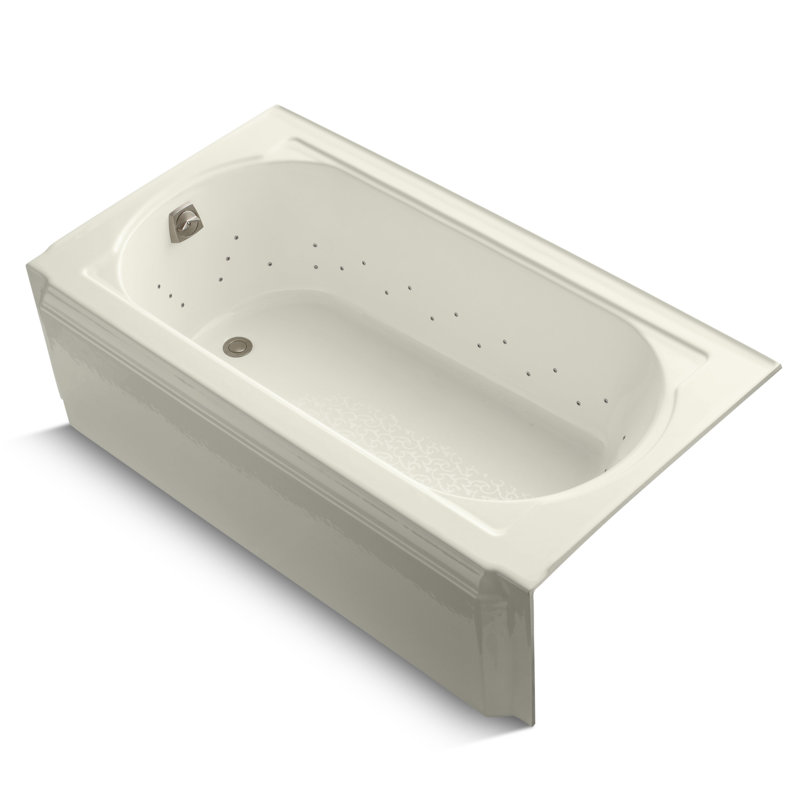 Memoirs 60" x 33.75" Whirlpool Cast Iron Bathtub with Heater, Brushed Nickel, Dune