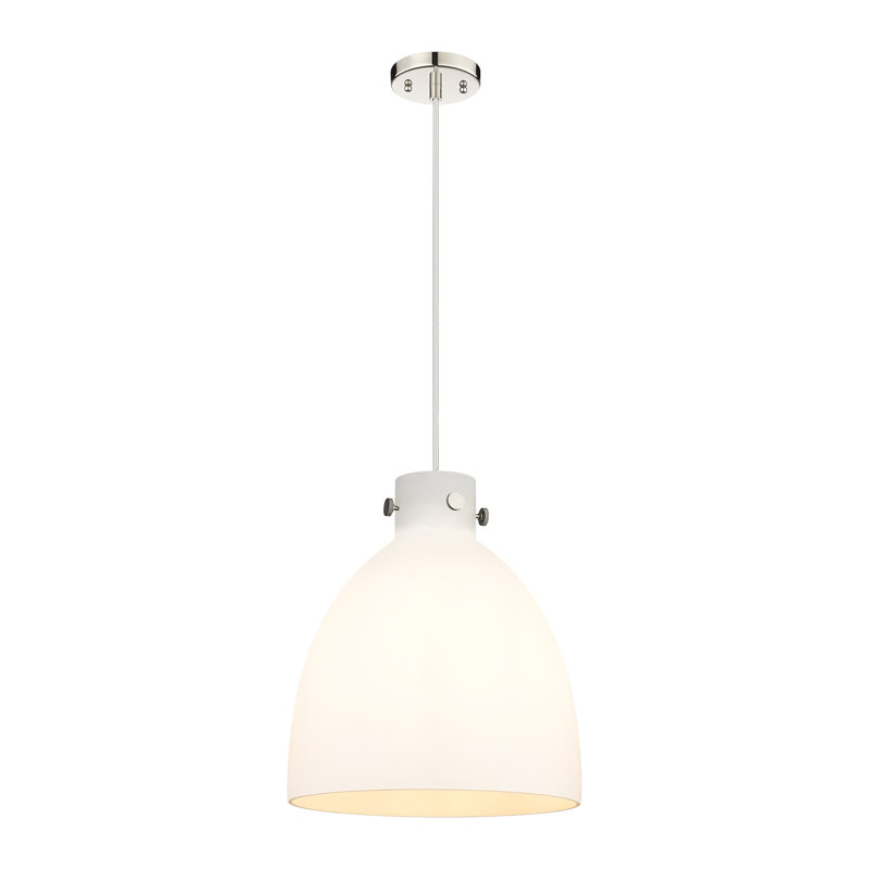 Luminaire suspendu à 1 lumière Badgett, Blanc, H 16 po x l 14 po x P 14 po, Nickel poli