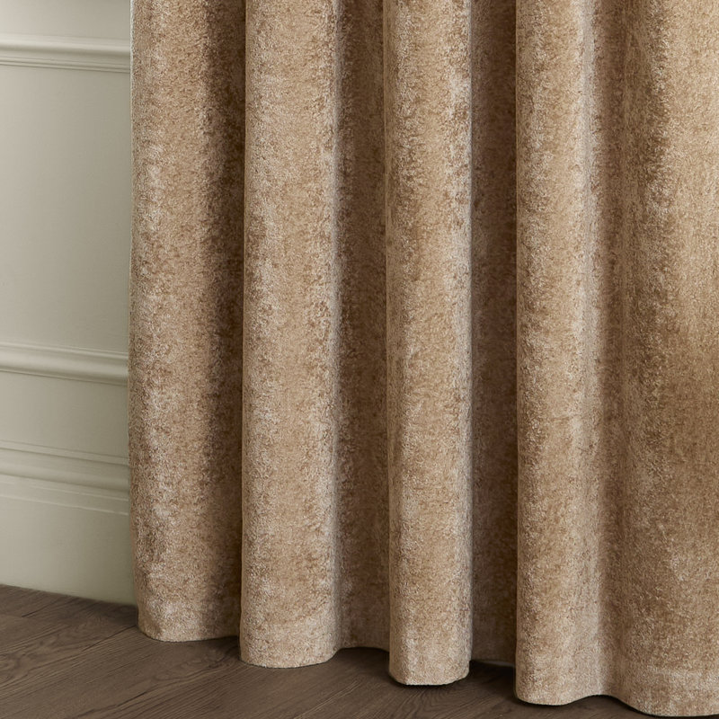 Lustre Velvet Room Darkening Curtain Panel Pair, 117cm Width x 137cm Drop, Brown