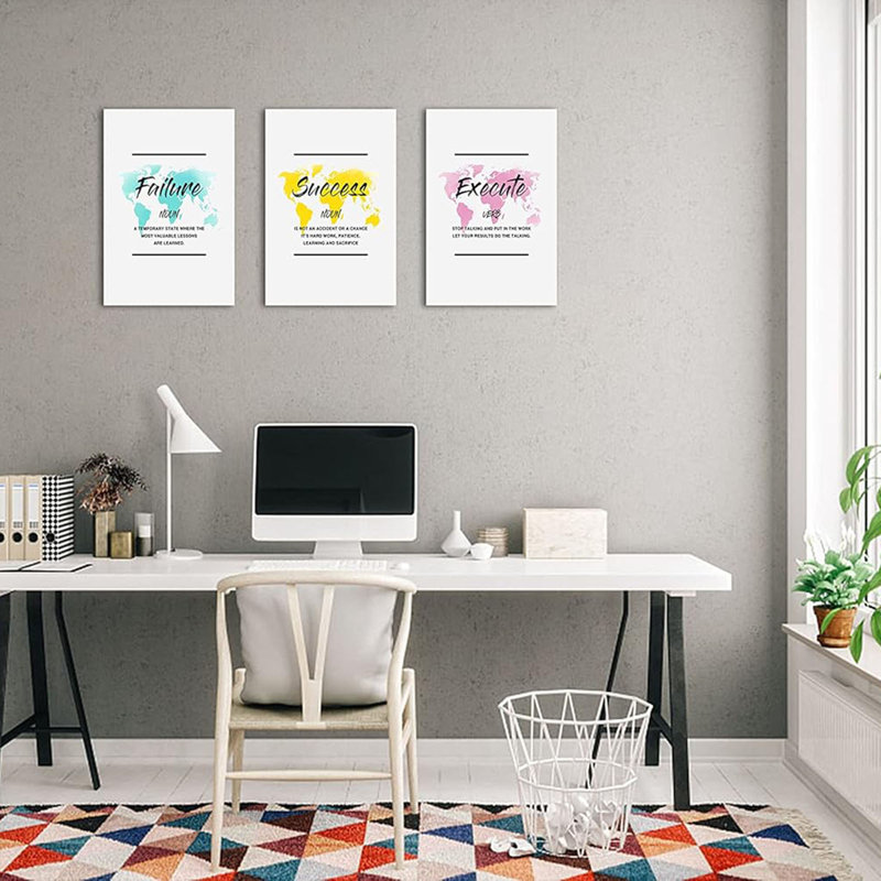 Art mural inspirant, photos de bureau pour décoration murale, art mural sur toile de motivation pour femmes, échec - Succès - Execute Quotes