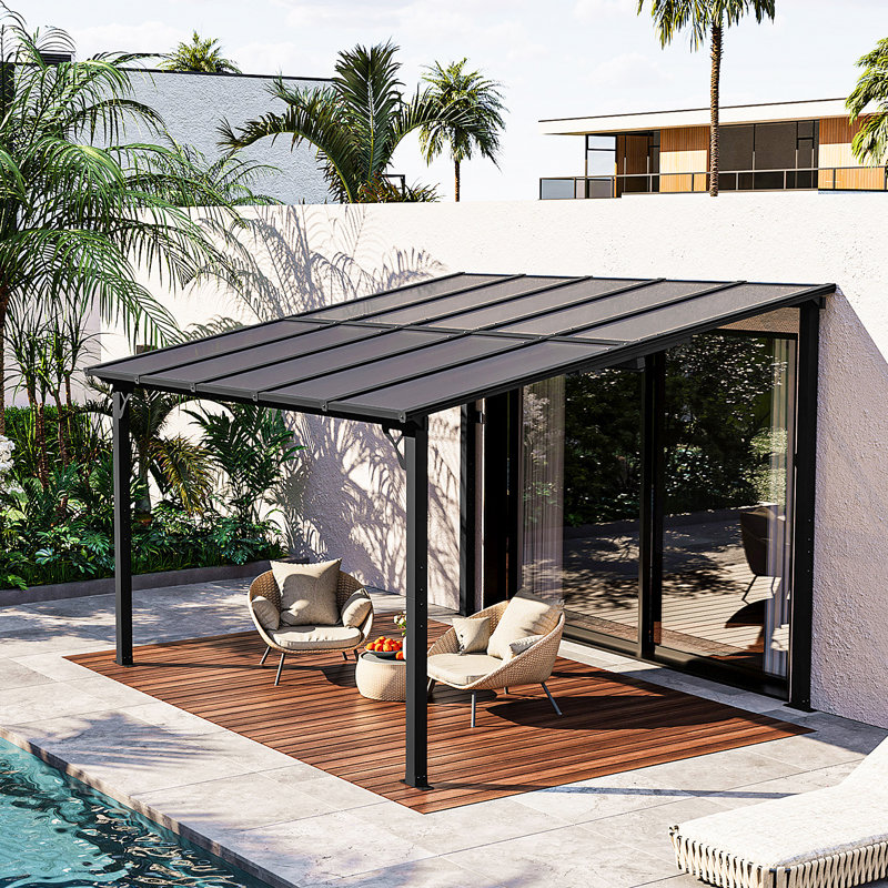Metal Pergola With Canopy, 98" H x 144" W x 120" D