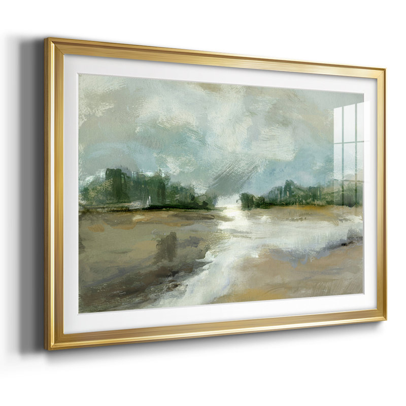 Différentes lumières encadrées sur papier, Or, H 15 po x l 21 po x P 1,5 po