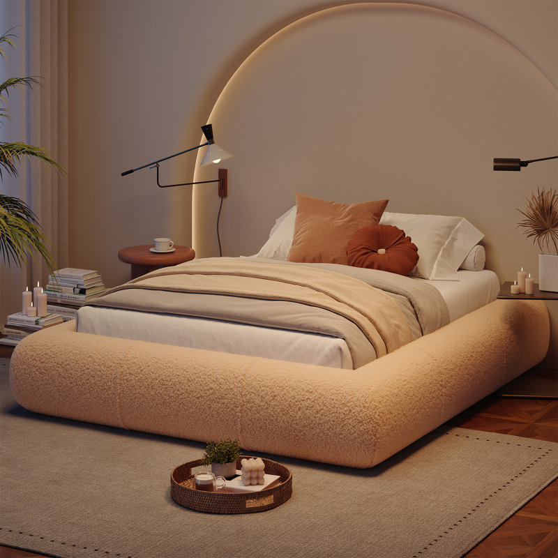 Upholstered Platform Bed,bed Frame With Anti-collision Rounded Corners For Bedroom, Full 