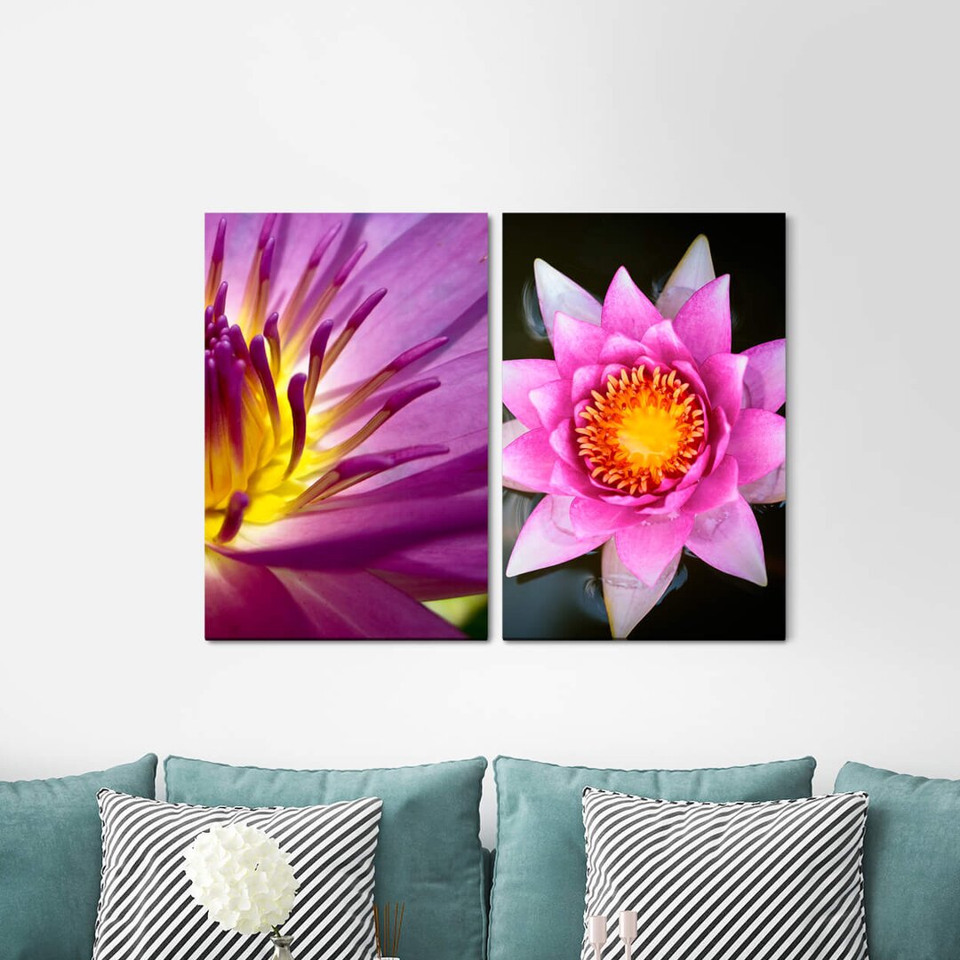 2-tlg. Leinwandbilder-Set - Fotografie „Lotus Flower Meditation Mindfulness Inner Peace Buddhism”