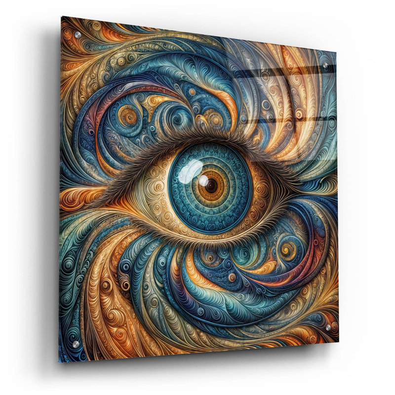 Art mural en verre acrylique 24 po x 24 po «psychedelic œil 4» par Rey Klimt, H 24 po x l 24 po