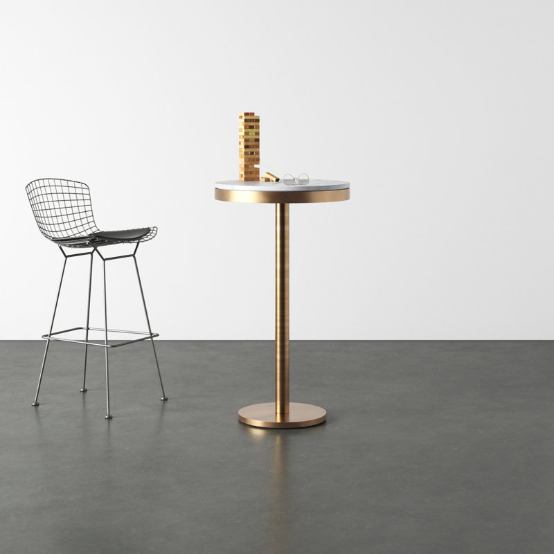 Chet Round Marble Top Metal Base Dining Table