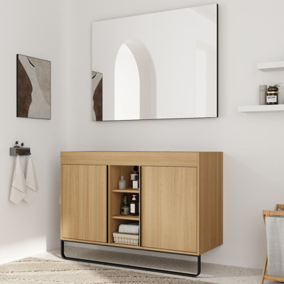 Base de meuble-lavabo double 48 po seulement, base sans plateau beige