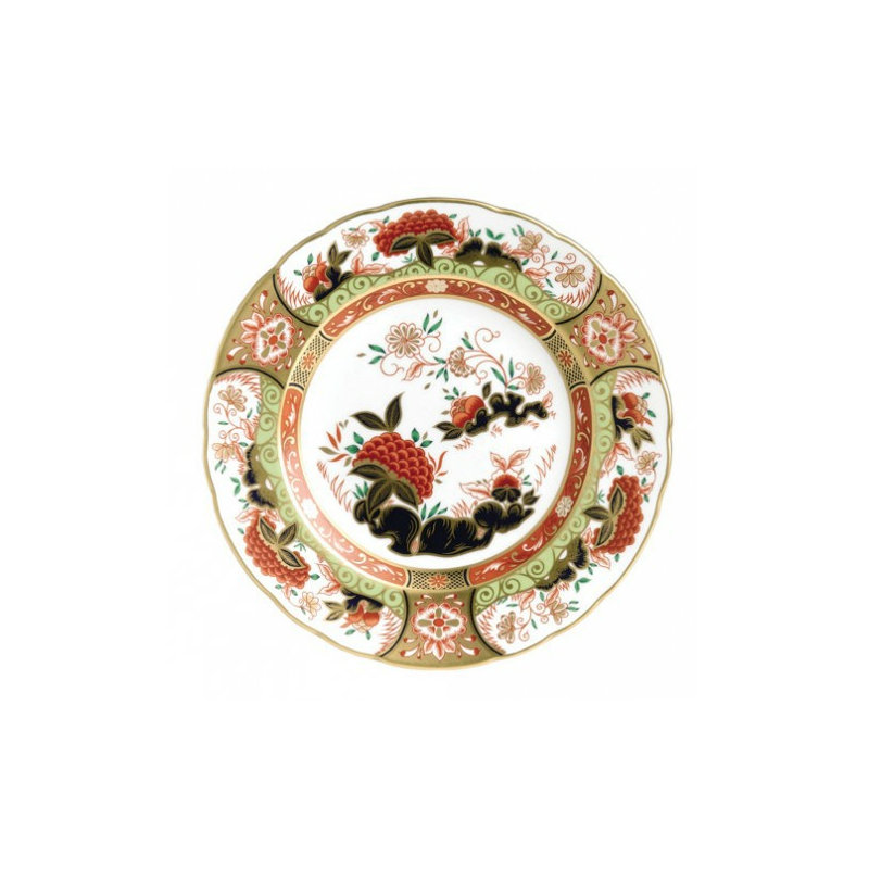 Imari Handmade Bone China Salad/Dessert Plate, Golden/Green