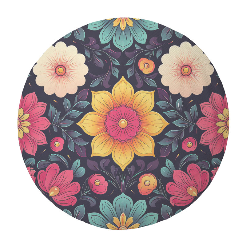 Tapis tressé Petal Symphony, Rond 5 pi