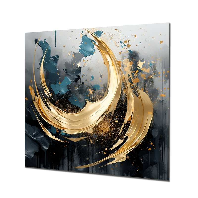 Wild Whirling Gold - spirale abstraite, art mural, Métal métal, H 36 po x l 36 po x P 1,5 po