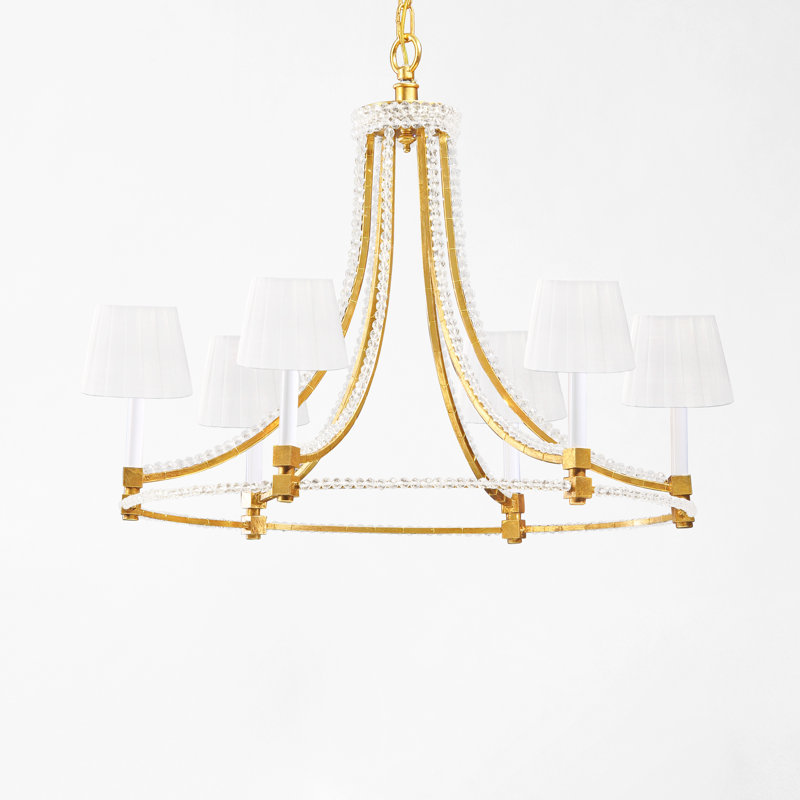 Barcelona 6 - Light Chandelier, Antique Gold Leaf