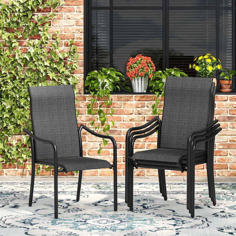 Outdoor Stacking Dining Armchair, Gray