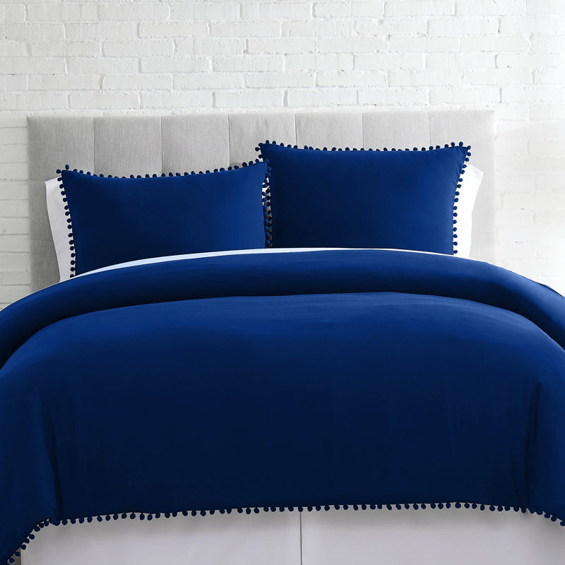 Ensemble de housse de couette en microfibre surdimensionné Pom Pom par Southshore Fine Linens, Bleu marine