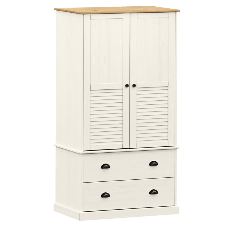 Wardrobe "VIGO" 90x55x170 cm Solid Wood Pine, White/Brown