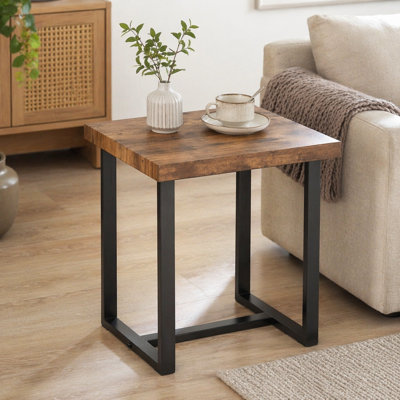 Walnut Night Stand,MDF SideTable, Small Tea Table, Sofa Table with Metal Leg