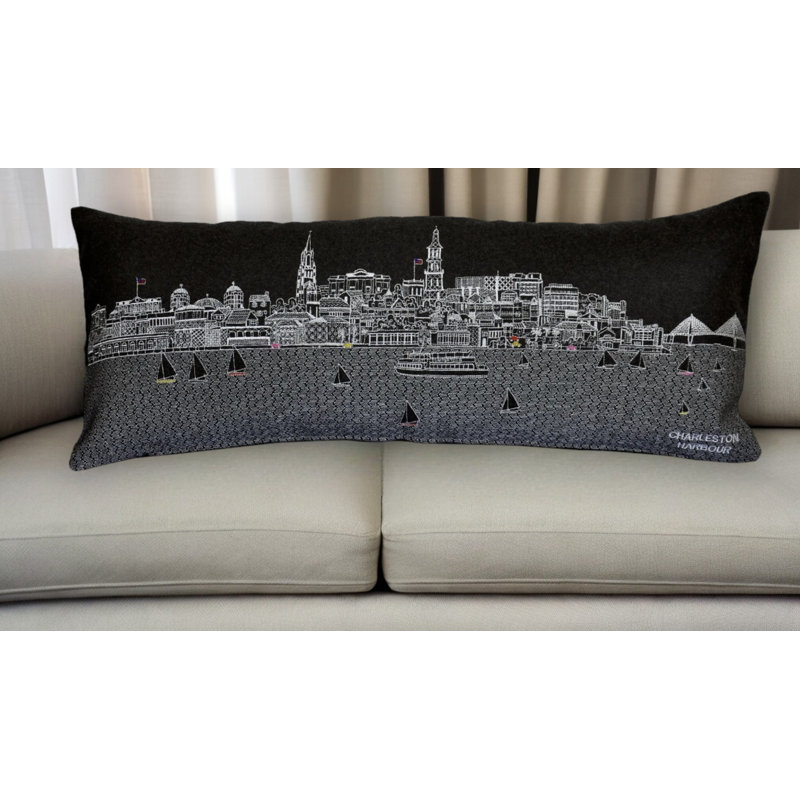 Coussin lombaire 24 po NYC, Noir / gris