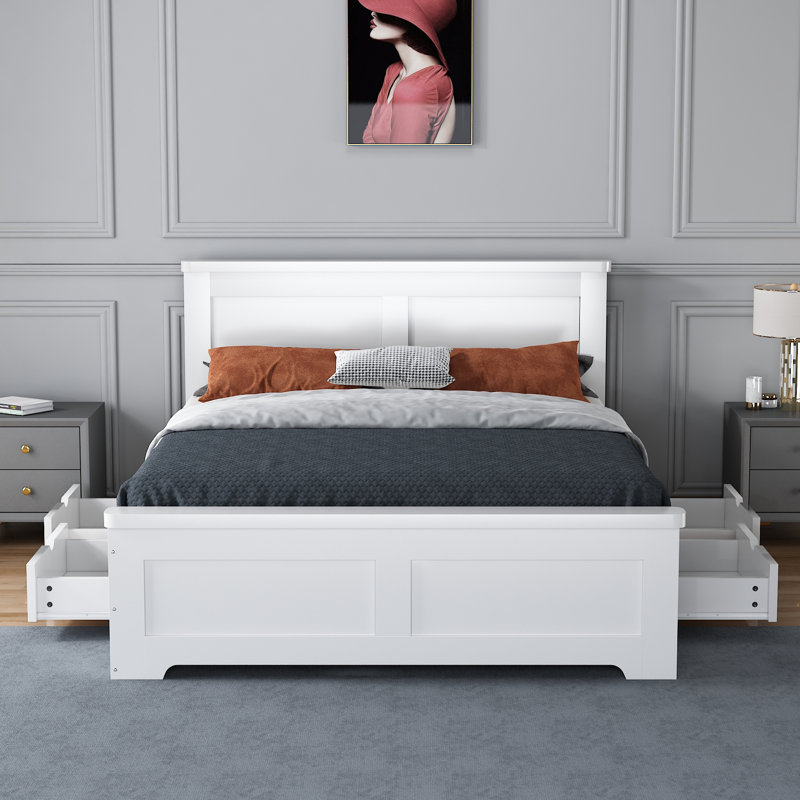 Lando Storage Bed, White, Kingsize (5')