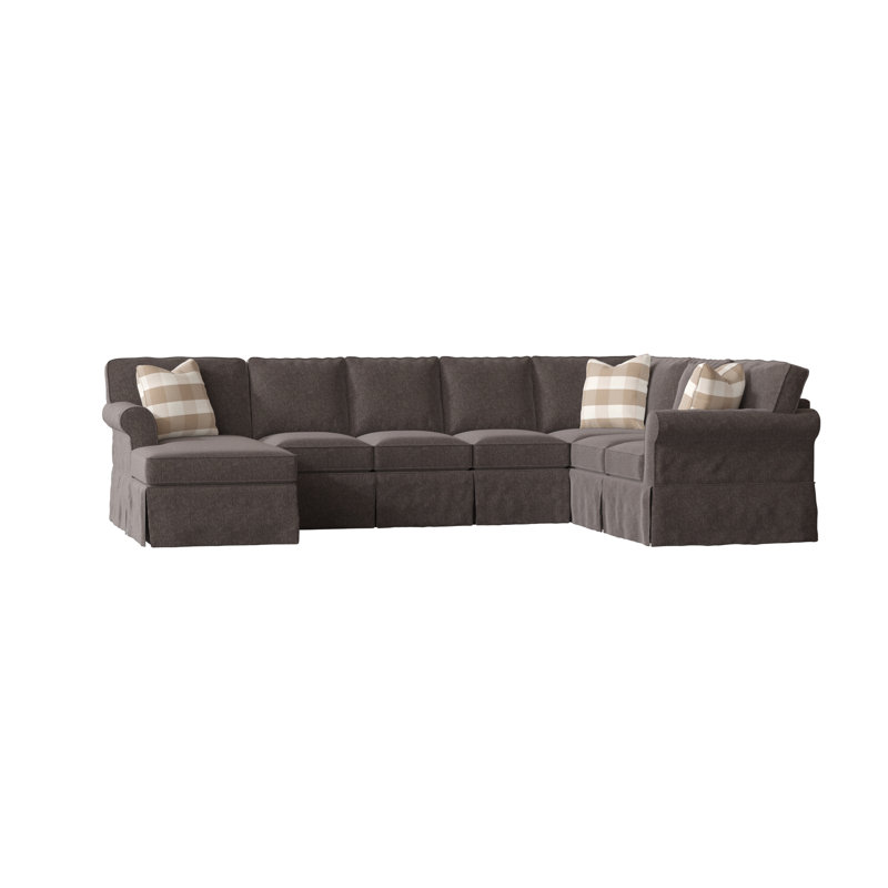 Canapé modulaire Thames de 144 po de largeur, Gris anthracite Crafty, Eucalyptus Crafty, Face à la droite