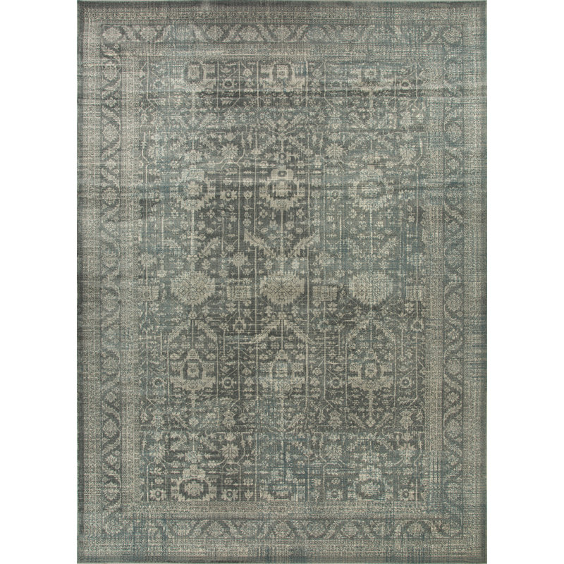 Ostergren Collection Grey/Blue Transitional Oriental Area Rug, Rectangle 7'10" x 10'