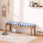 Entryway Upholstered Bench 52.8'' With Solid Wooden Legs, Blue Gingham Linen Shoe Bench Easy To Assemble-403334181
