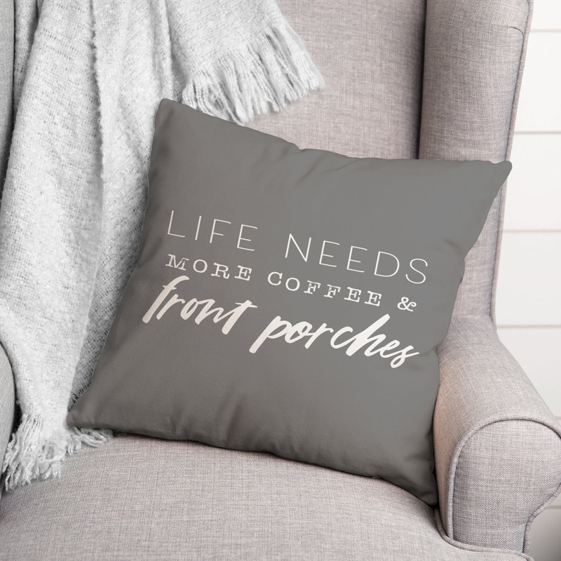  Polyester Indoor/Outdoor Throw Pillow, Gray, 18" H x 18" W