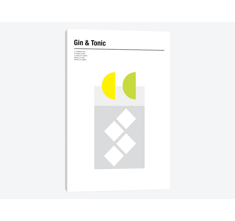 «Gin & Tonic», impression sur toile, H 12 po x l 8 po x P 0,75 po, Pas de tapis, Toile tendue
