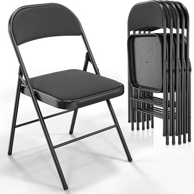 Chaises pliantes avec sièges rembourrés, structure en métal avec siège et dossier en tissu, capacité de 350 lb, ensemble de 6