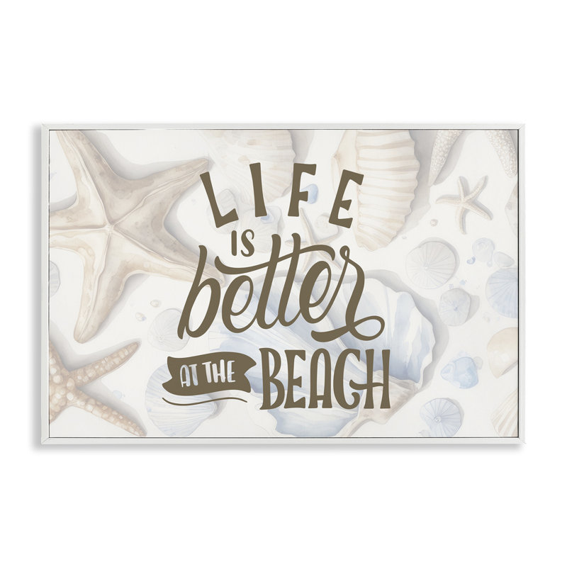 «Better At Beach Seashells», estampe numérique, conception de Kim Allen, Encadrement giclée blanc côtier, H 12 po x l 18 po