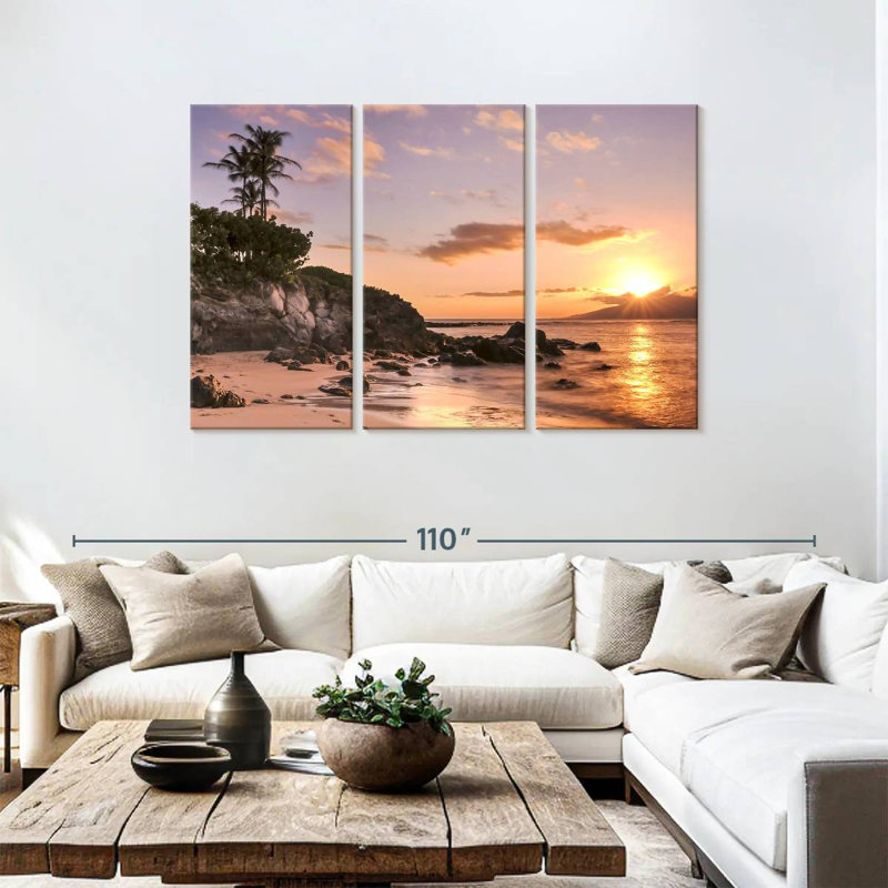 Gillard Kapalua Gillard coucher de soleil, H 48 po x l 74 po