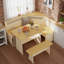 Ensemble de salle à manger de coin-repas moderne avec banc en L, banc de chargement USB et tablette de rangement Modern-162462201