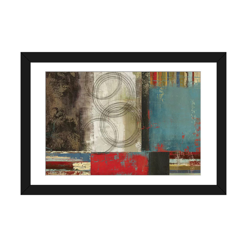 «Spheres and Stripes», impression sur toile, H 24 po x l 32 po x P 1 po, Papier d'art encadré noir, Blanc