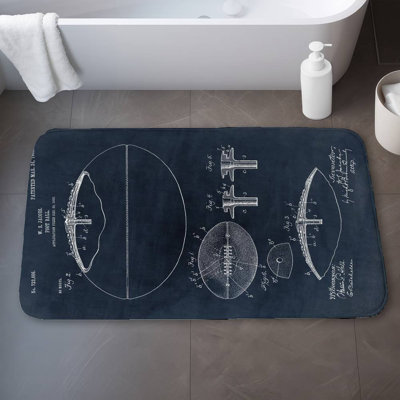 Beige blueprint of a foot ball Bath Mat with Non-Slip Backing - Quick Dry Memory Foam Bathroom Rug - Absorbent - Modern Plush Spa-Style - Machine Washable