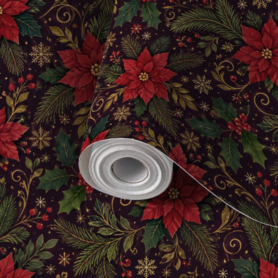 Papier peint auto-adhésif Poinsettia Festive