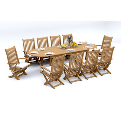 7 Pcs Grade-A Teak Wood Dining Set: 118" Double Extension Mas Oval Trestle Leg Table And 6 Warwick Reclining Arm Chairs #11Wa2706