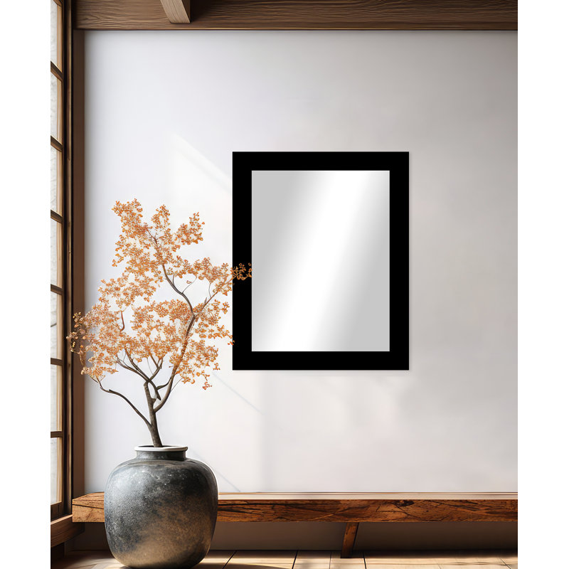 Maci Eileen Engineered Wood Flat Wall Mirror, Gloss Black, 33" x 46"