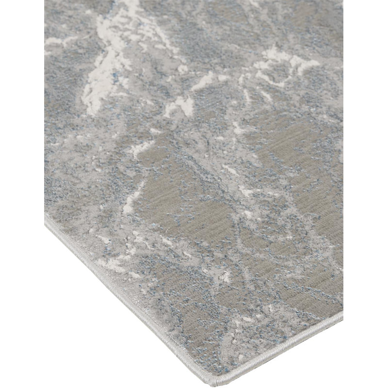 Tapis argenté / gris / ivoire Sarko, Rectangle de 5 pi x 8 pi
