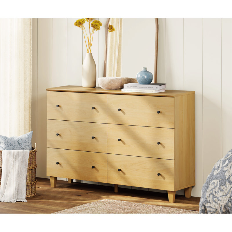 Commode pour enfants avec 6 tiroirs Lysiane, Chêne