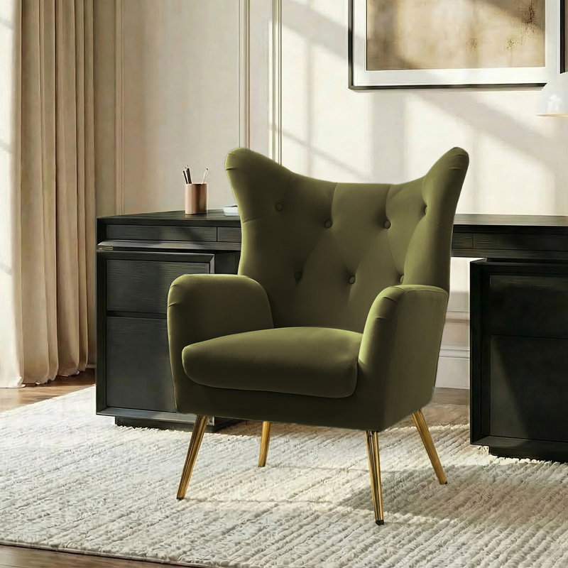 Fauteuil à oreilles 29,25 po Avianna, Moss Velvet