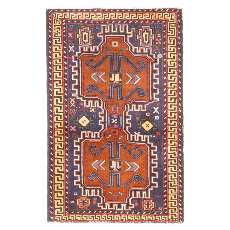 Tapis brun Teimani 2 pi 8 po x 4 pi 4 po
