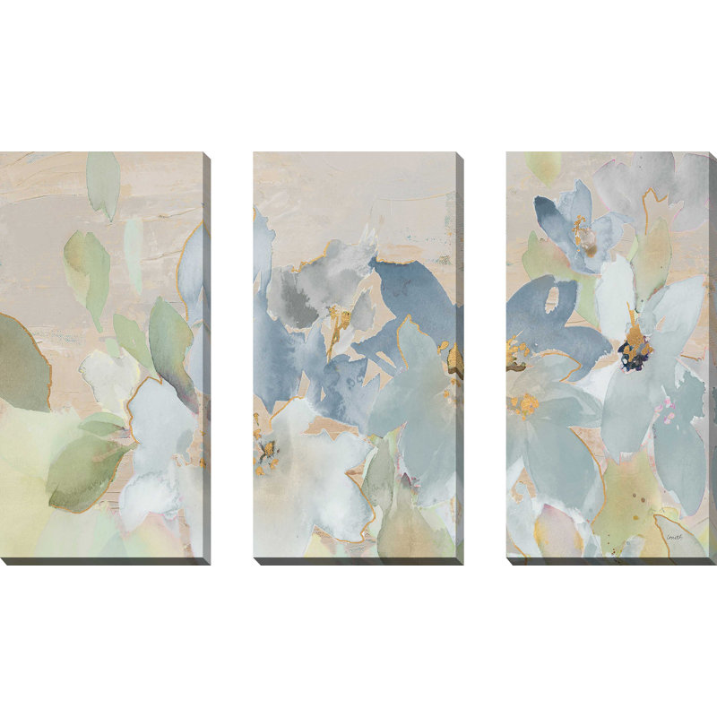 " Muted Spring Giverny " 3 - Pieces Painting Print, 24" H x 36" W x 1" D
