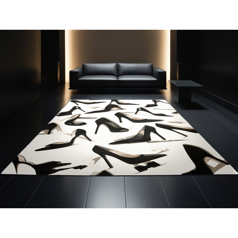 Tapis beige doux et moelleux Elwell, 4x6