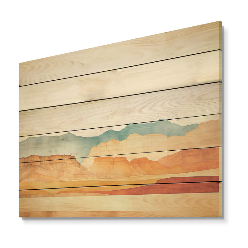 «Bold Canyon View», art mural en bois de pin sur bois de pin naturel, H 30 po x l 40 po