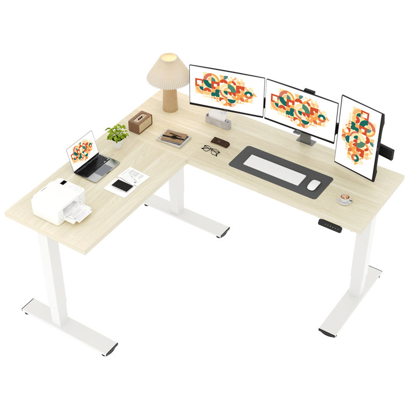 Bureau pour travailler debout en L 71 po, H 45,9 po x l 71 po x P 63 po, Érable / Blanc
