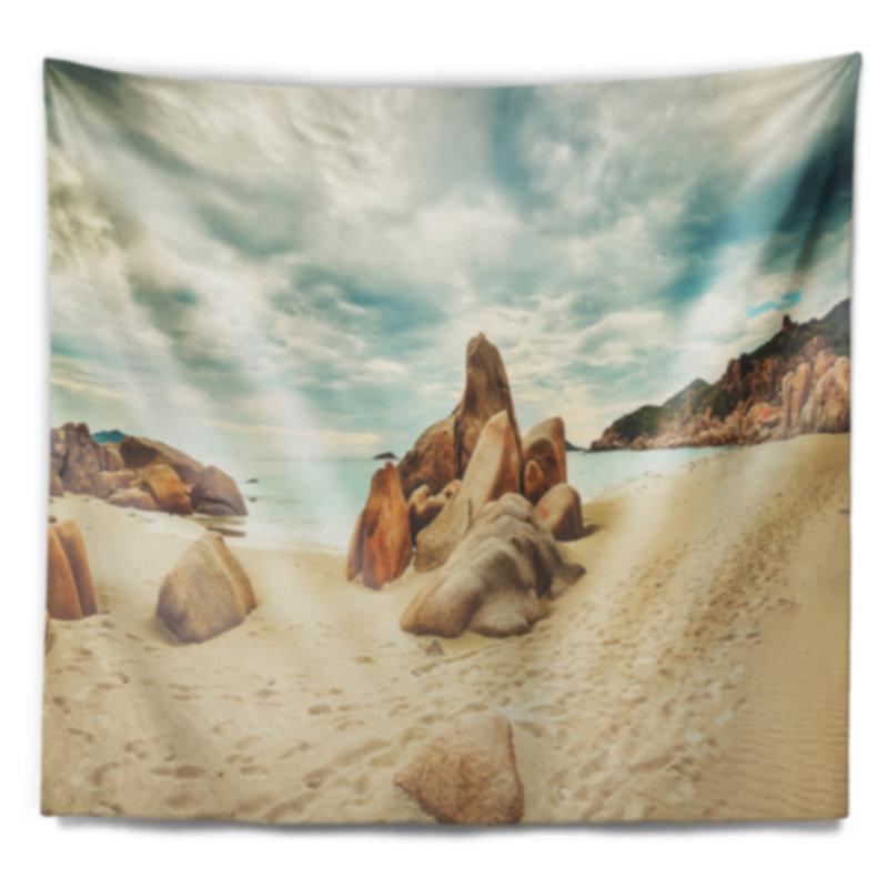 Pierres de paysage sur la tapisserie de plage au premier plan, H 32 po x l 39 po