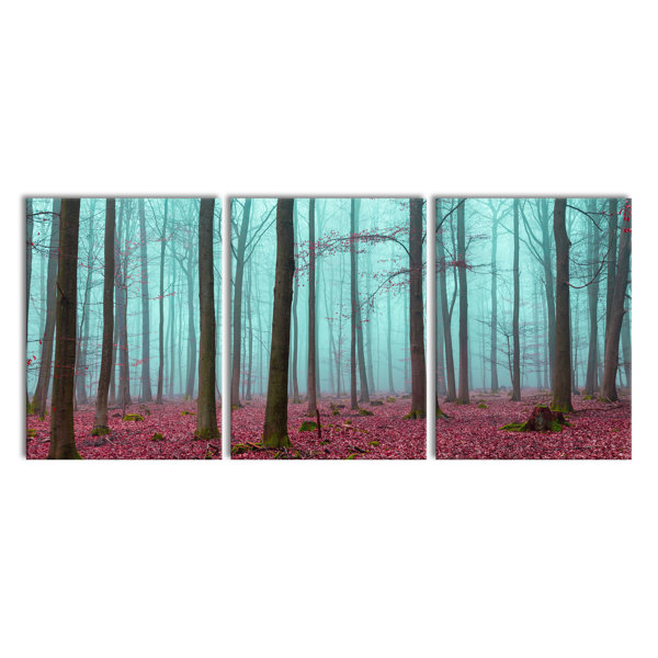 East Urban Home Abstract Forest - 3 Piece Wrapped Canvas Print ...