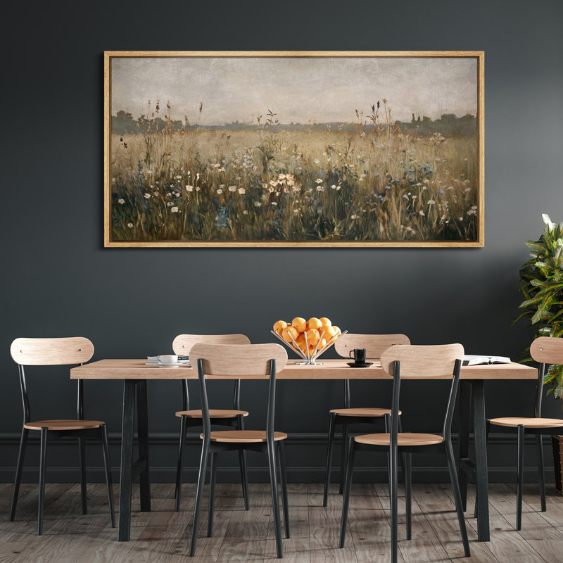 Art mural sur toile, "Mute Meadow Wildflower" - Scène de nature rustique pour vestibule ou bureau, Naturel, H 30 po x l 60 po