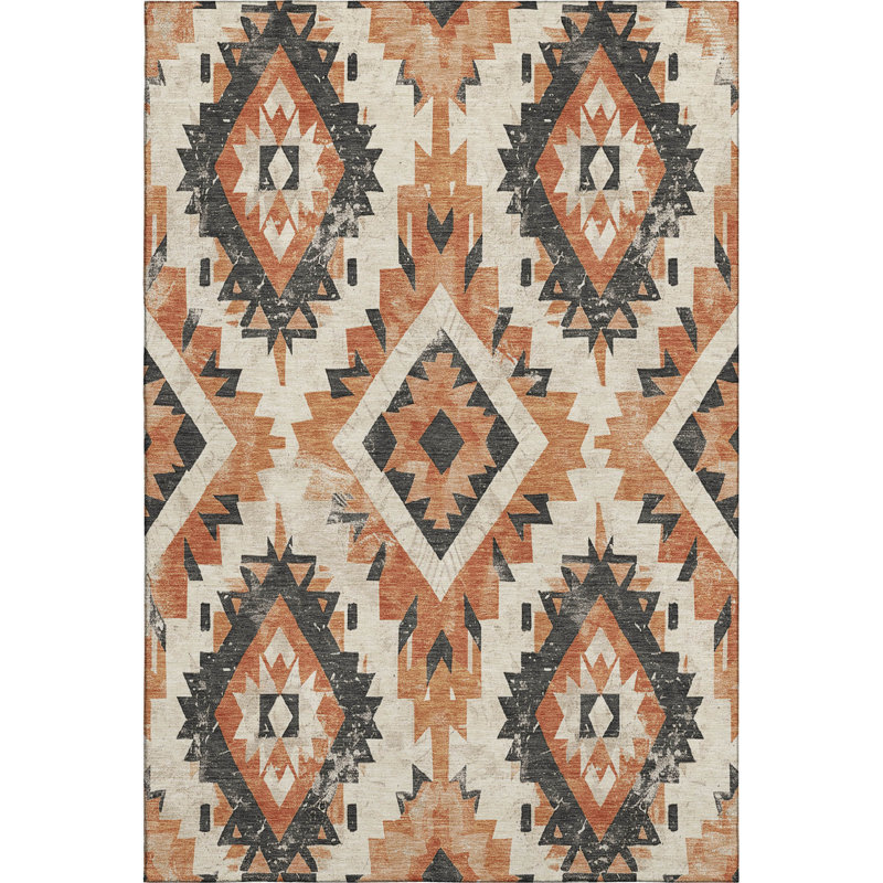 Premium Machine Washable Crestover AMF1878 Aztec Rug, Rectangle 8' x 10'