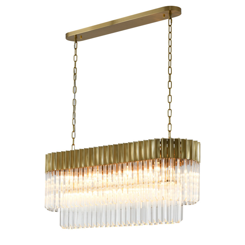 Lustre ovale moderne en cristal 12 lumières, Laiton